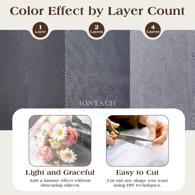 IONTACH White Tulle Fabric 108" x 25 Yards for Wedding Decoration Pew Bows Christmas Gift Wrapping Ceiling Draping Baby Shower Birthday Party Reception DIY Craft Supplies - Image 2